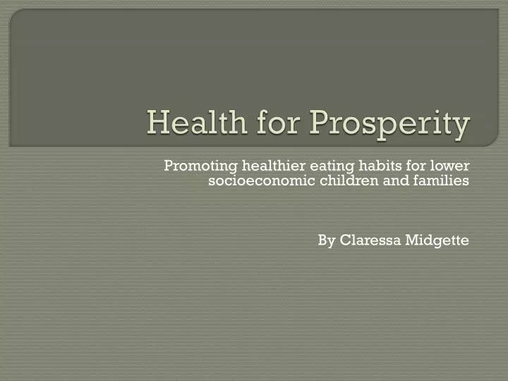 health for prosperity