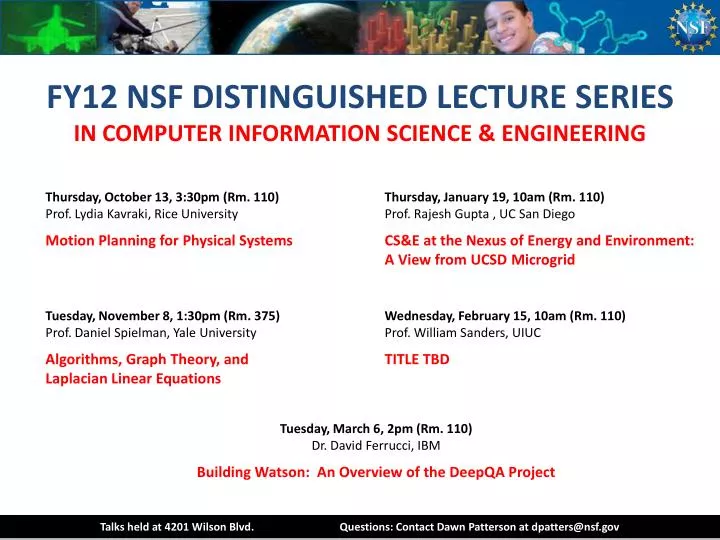 fy12 nsf distinguished lecture series in computer information science engineering