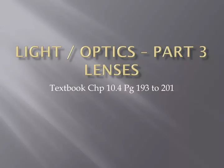 light optics part 3 lenses