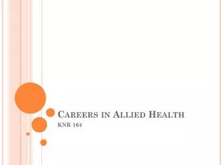 Careers in Allied Health