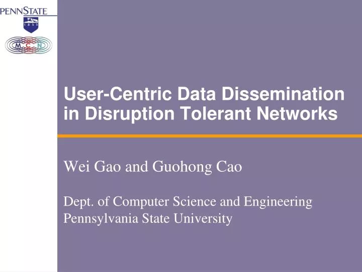 user centric data dissemination in disruption tolerant networks