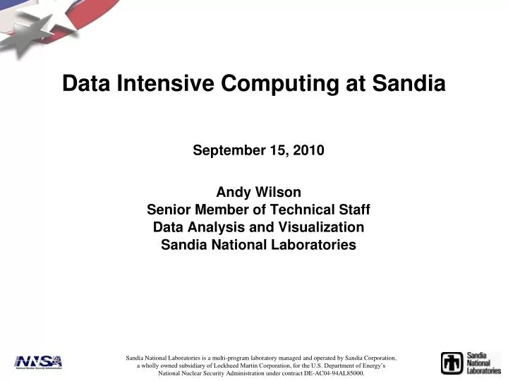 data intensive computing at sandia