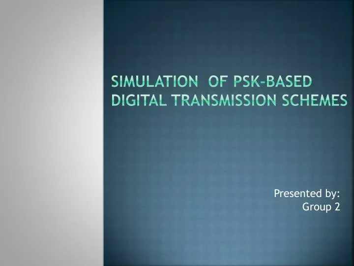 simulation of psk based digital transmission schemes