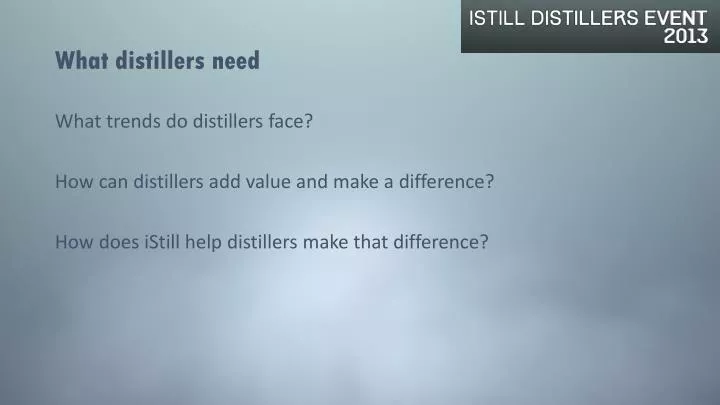 what distillers need