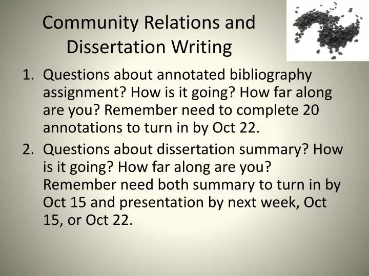 community relations and dissertation writing