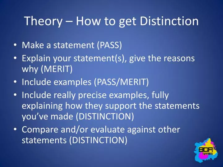 theory how to get distinction