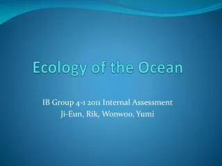 Ecology of the Ocean