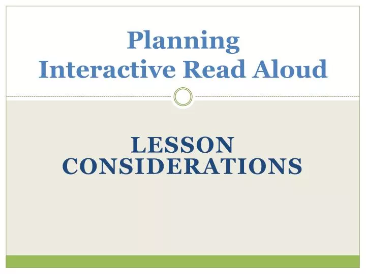 planning interactive read aloud