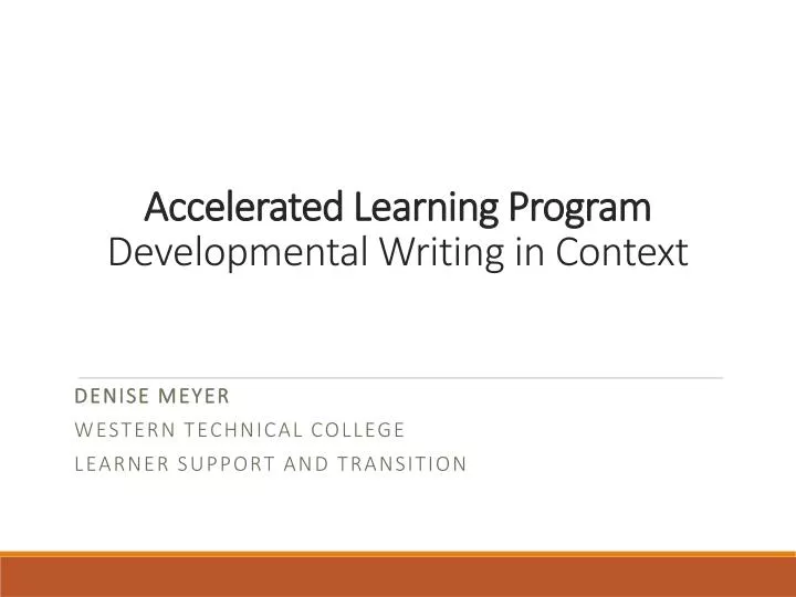 accelerated learning program developmental writing in context