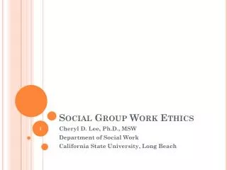 Social Group Work Ethics