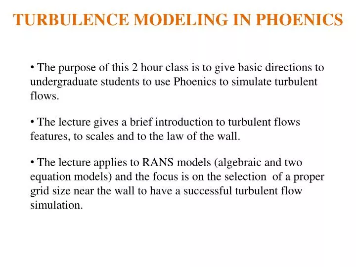 turbulence modeling in phoenics
