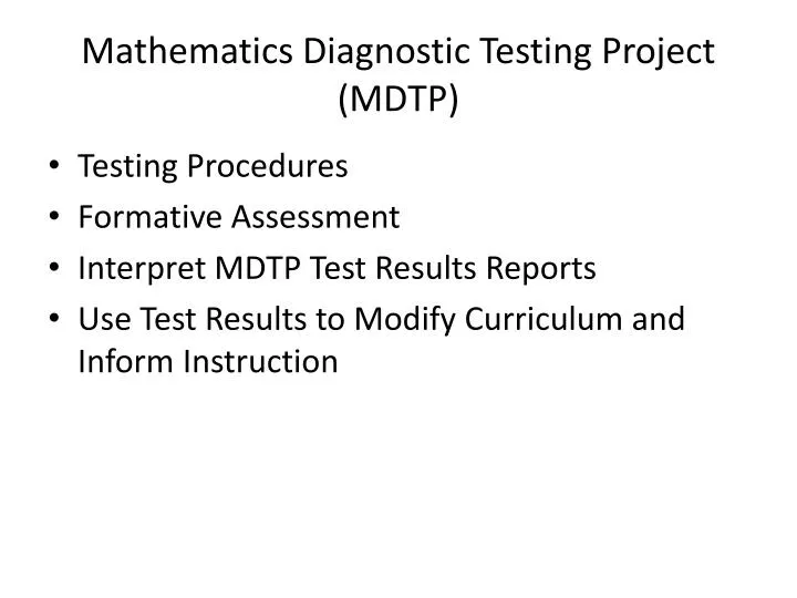 mathematics diagnostic testing project mdtp