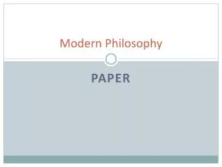 Modern Philosophy