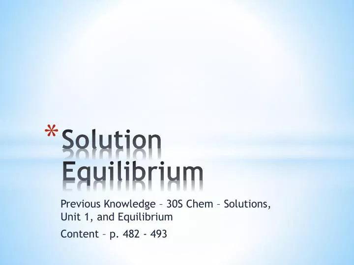 solution equilibrium