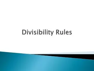 divisibility rules