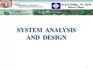 SYSTEM ANALYSIS AND DESIGN