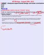 AP Biology - August 28th, 2012 S WBAT : Analyzed experimental design and draw conclusions from - slide 1
