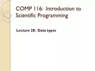 COMP 116: Introduction to Scientific Programming