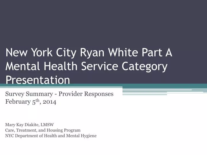 new york city ryan white part a mental health service category presentation