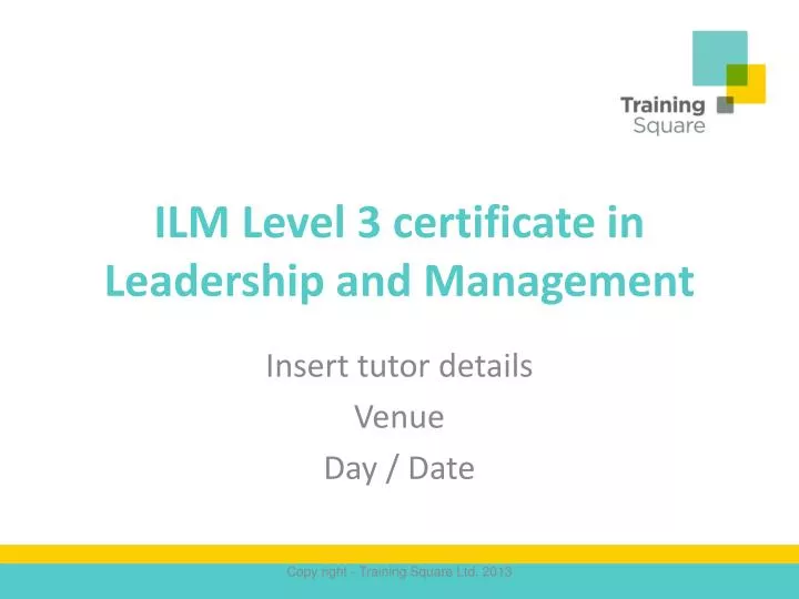 ilm level 3 certificate in leadership and management