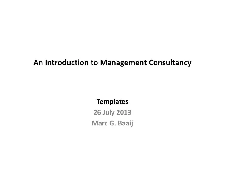 an introduction to management consultancy