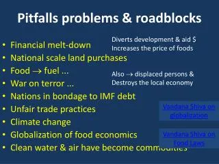 Pitfalls problems &amp; roadblocks