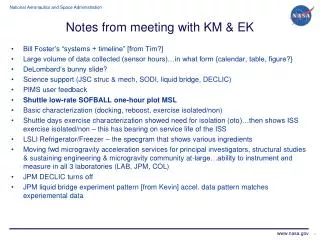 Notes from meeting with KM &amp; EK