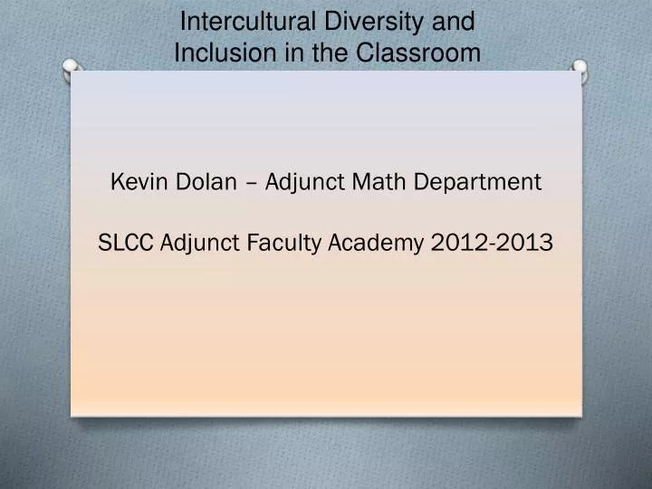 intercultural diversity and inclusion in the classroom