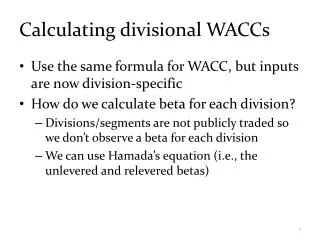 Calculating divisional WACCs