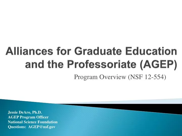 alliances for graduate education and the professoriate agep