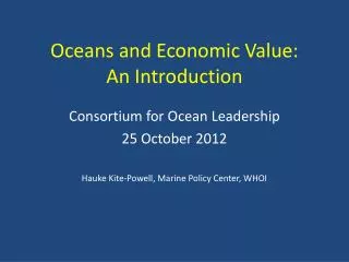 Oceans and Economic Value: An Introduction