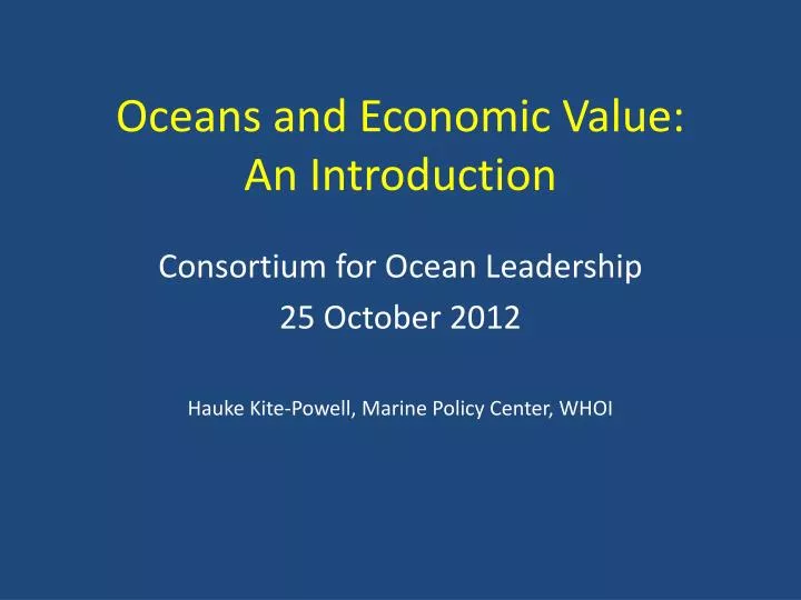 oceans and economic value an introduction
