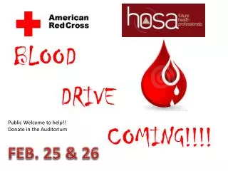 BLOOD DRIVE COMING!!!!
