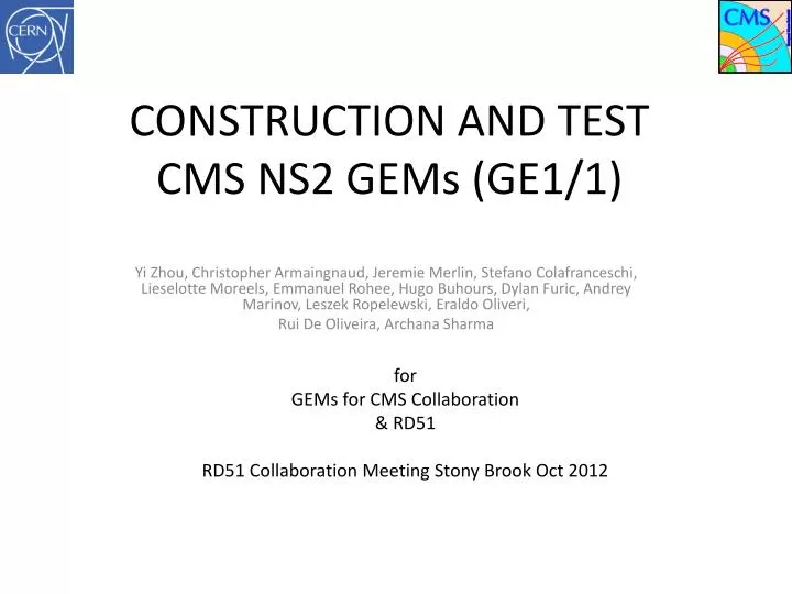 construction and test cms ns2 gems ge1 1