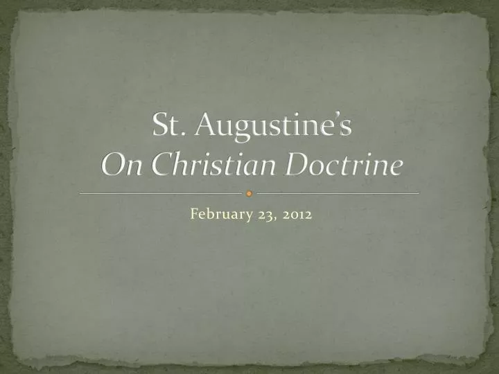 st augustine s on christian doctrine