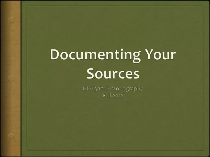 documenting your sources