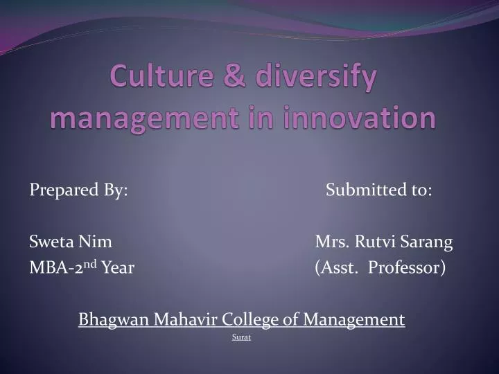 culture diversify management in innovation