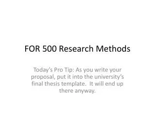 FOR 500 Research Methods