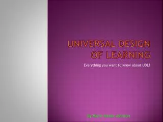 Universal Design of Learning