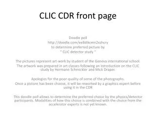 CLIC CDR front page