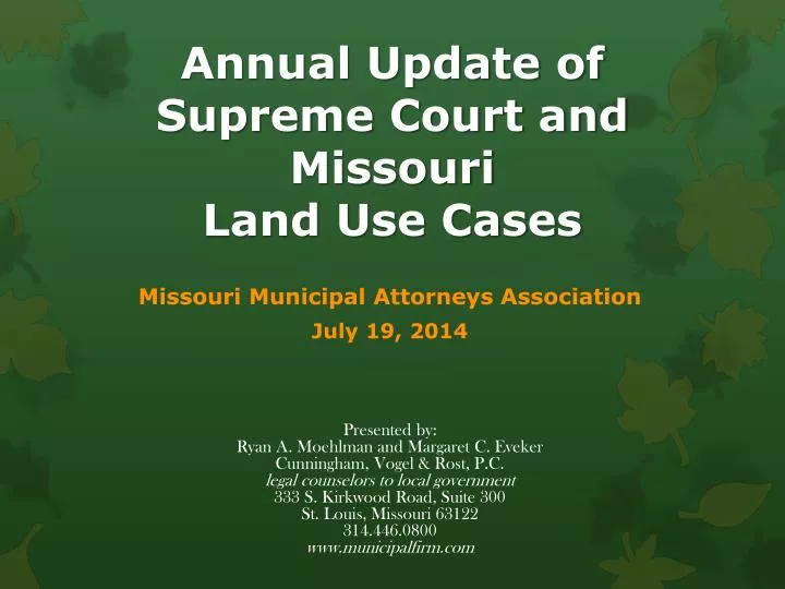 annual update of supreme court and missouri land use cases