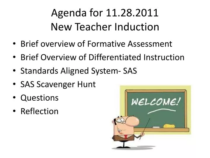 agenda for 11 28 2011 new teacher induction