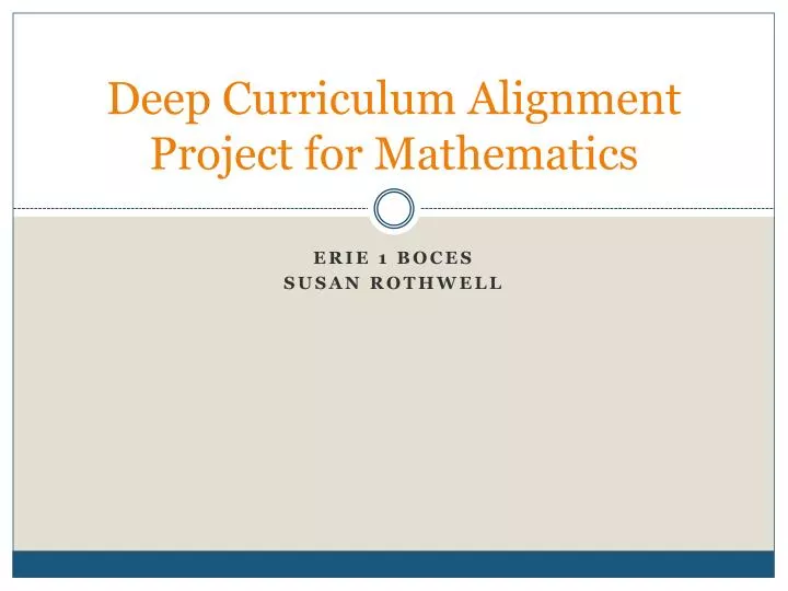 deep curriculum alignment project for mathematics