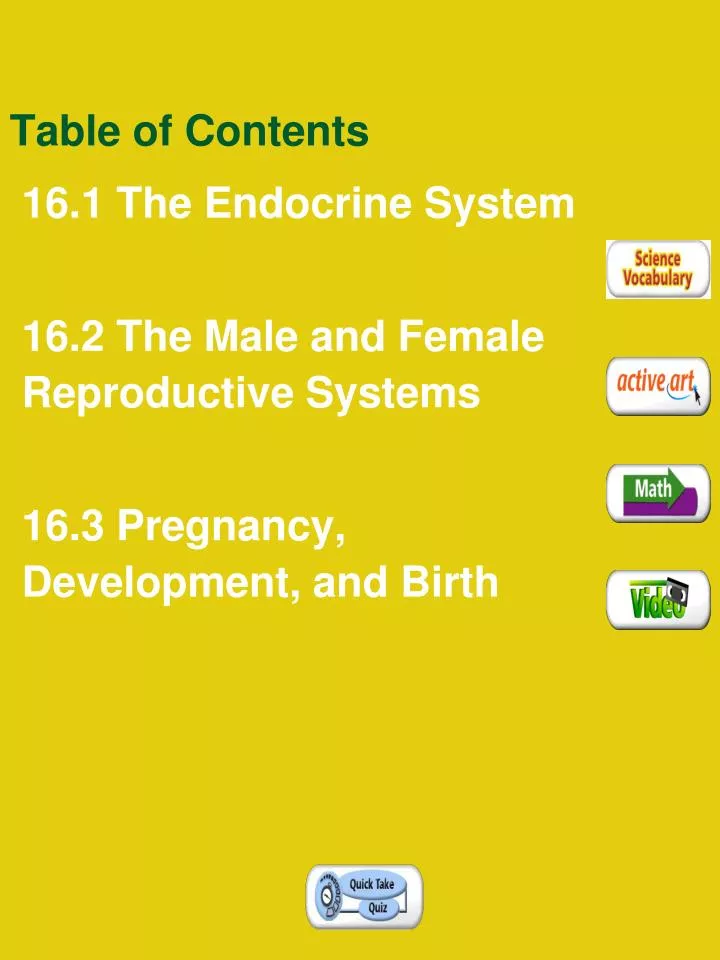 table of contents