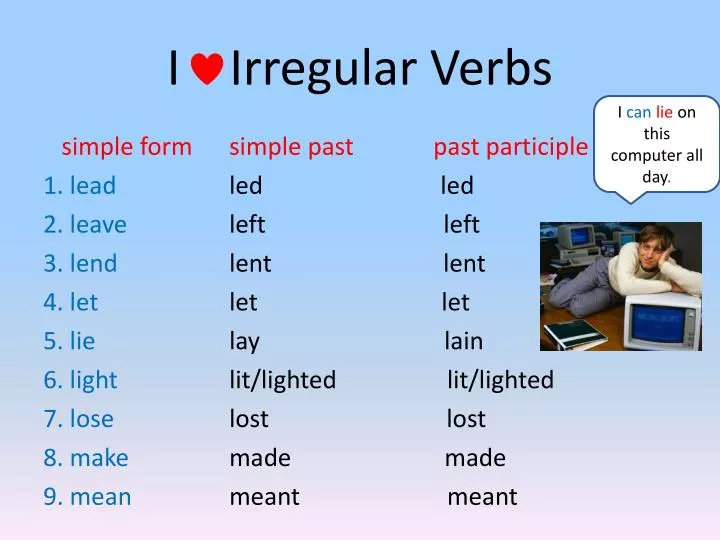 Regular and Irregular Verbs - School Lead