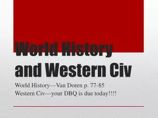 World History and Western Civ