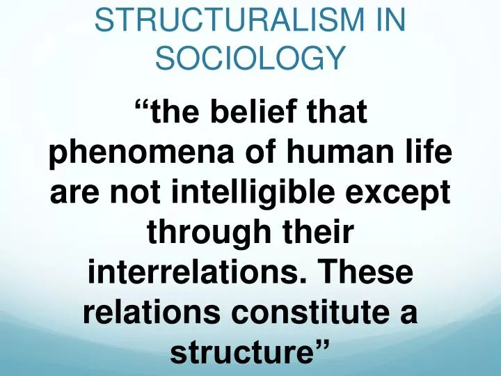 structuralism in sociology