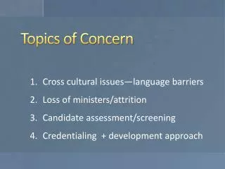 Topics of Concern