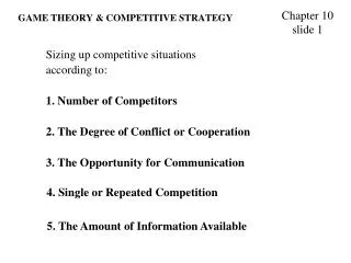 GAME THEORY &amp; COMPETITIVE STRATEGY