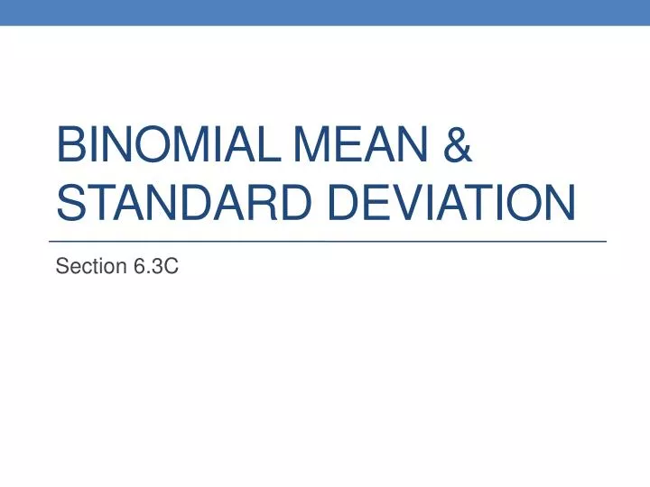 binomial mean standard deviation